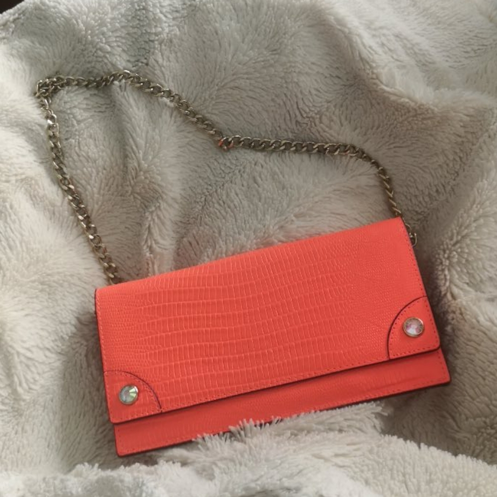 Juicy Couture Bright Coral Clutch Wallet Purse
